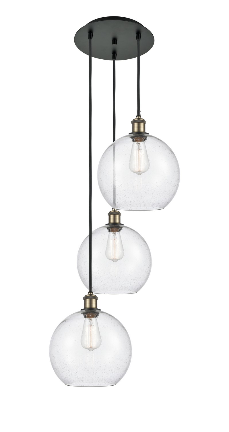 Three Light Pendant by Innovations - Ballston Collection, Black Antique Brass Finish - 113B-3P-BAB-G124-10