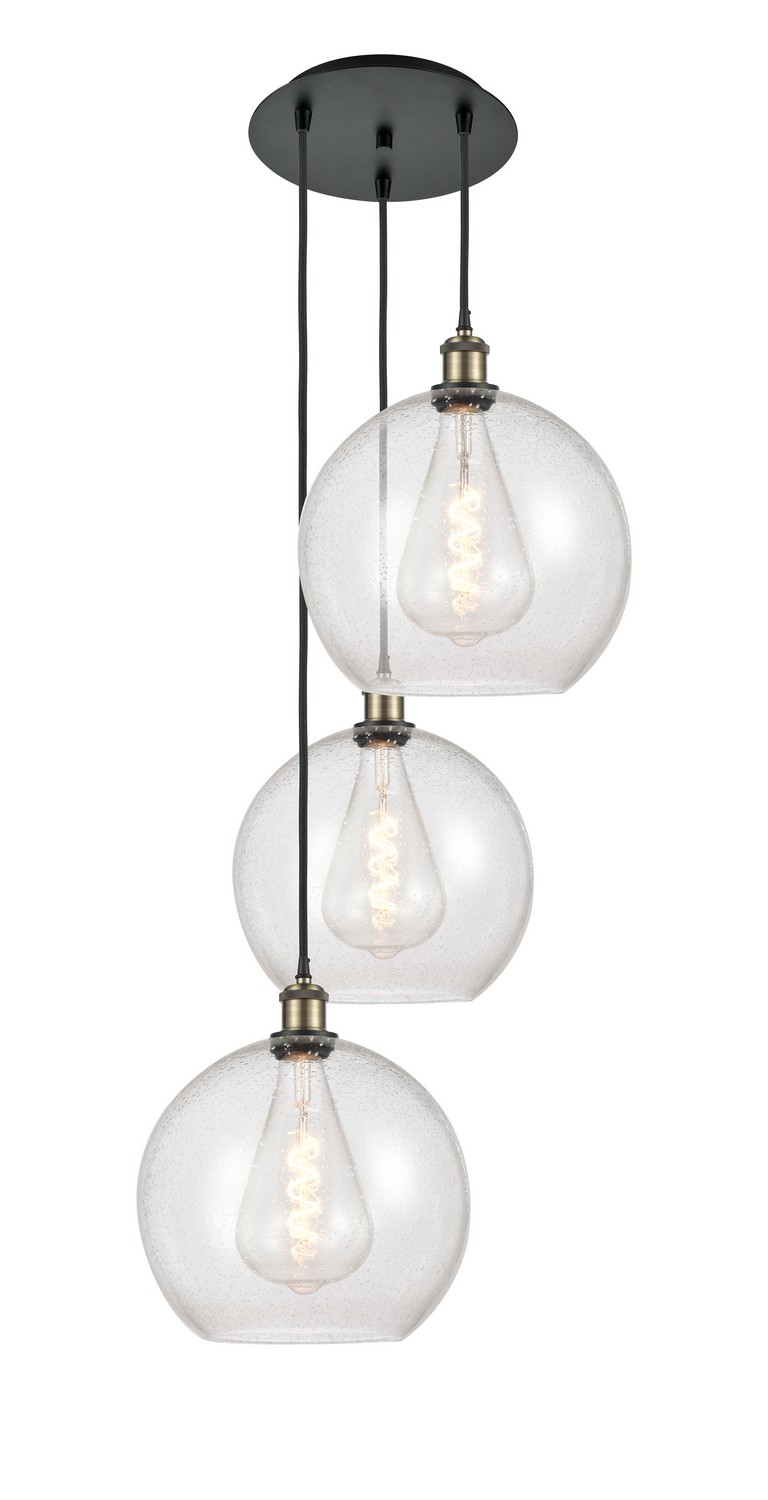 Three Light Pendant by Innovations - Ballston Collection, Black Antique Brass Finish - 113B-3P-BAB-G124-12