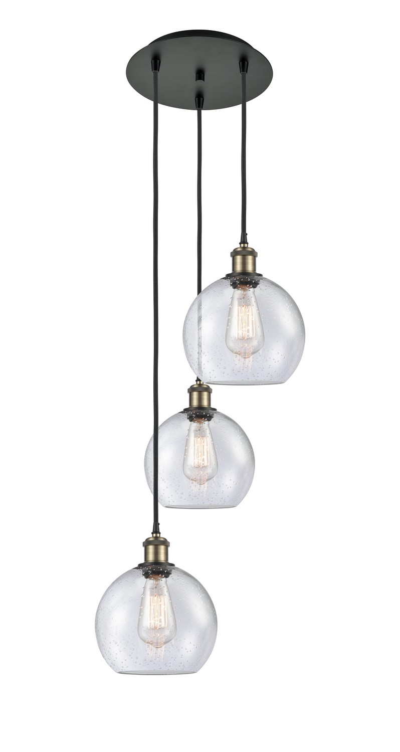 Three Light Pendant by Innovations - Ballston Collection, Black Antique Brass Finish - 113B-3P-BAB-G124-8