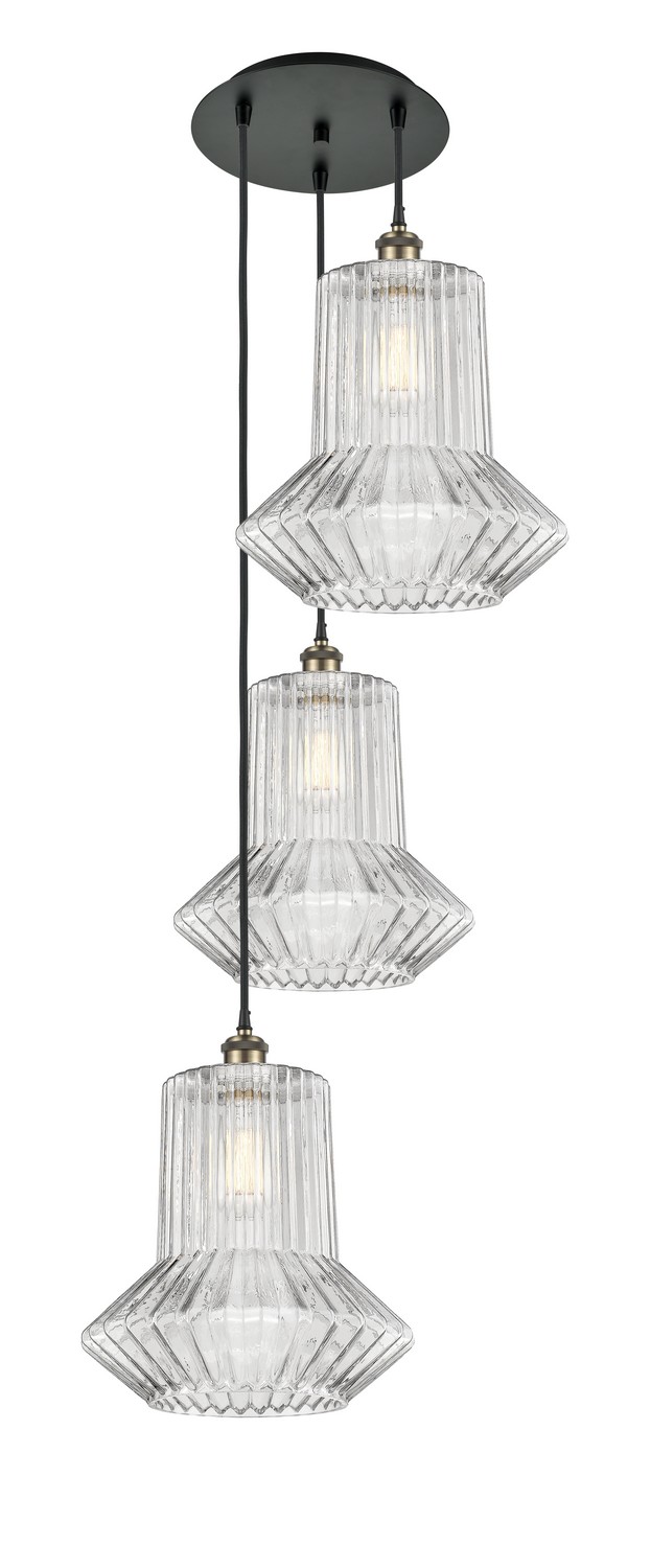 Three Light Pendant by Innovations - Ballston Collection, Black Antique Brass Finish - 113B-3P-BAB-G212