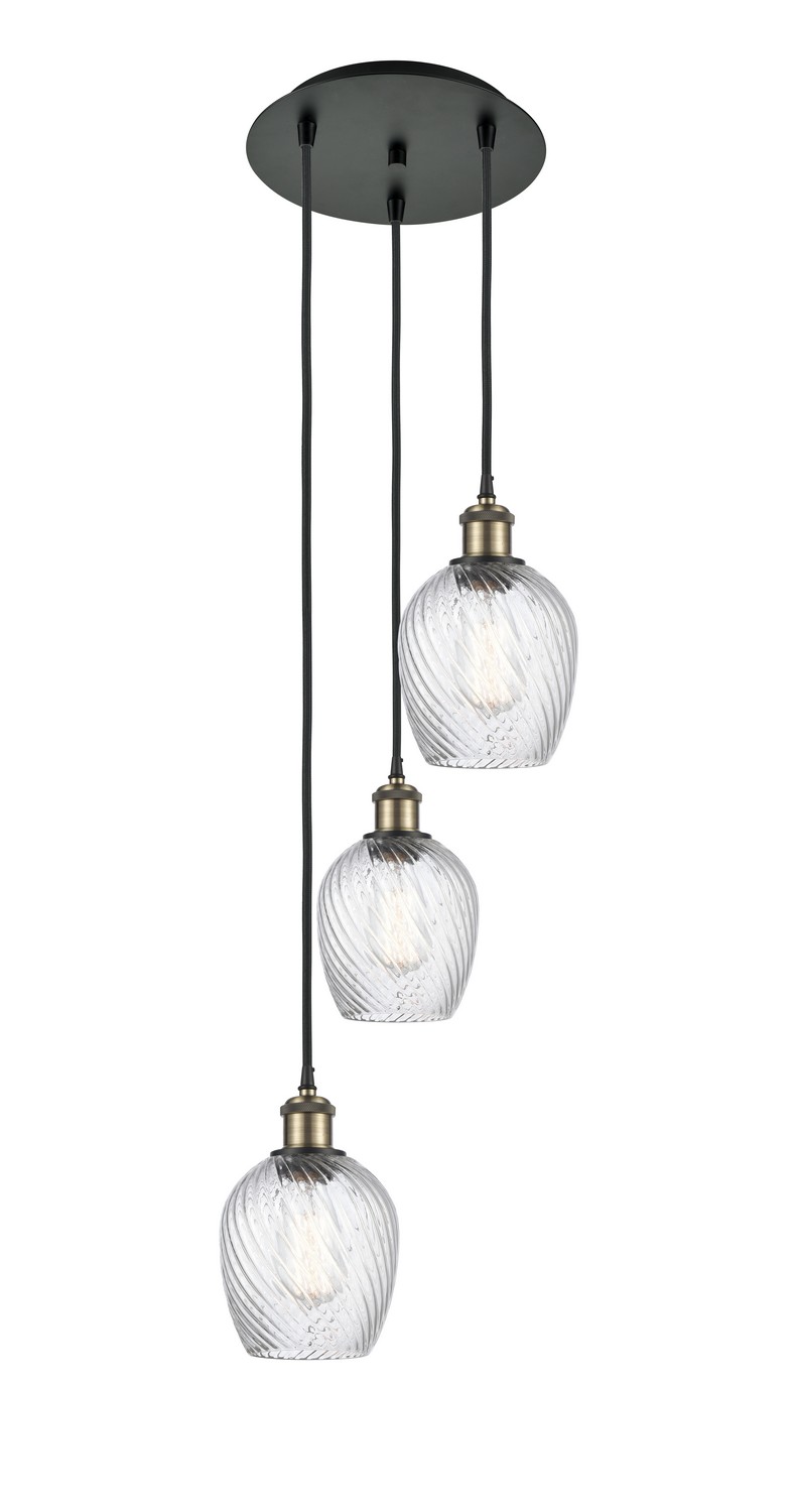 Three Light Pendant by Innovations - Ballston Collection, Black Antique Brass Finish - 113B-3P-BAB-G292
