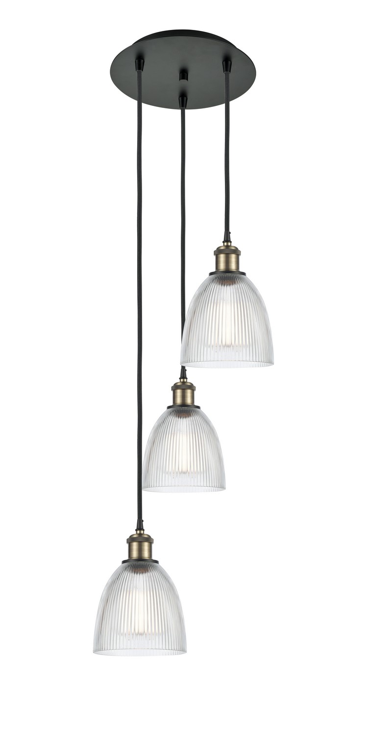 Three Light Pendant by Innovations - Ballston Collection, Black Antique Brass Finish - 113B-3P-BAB-G382