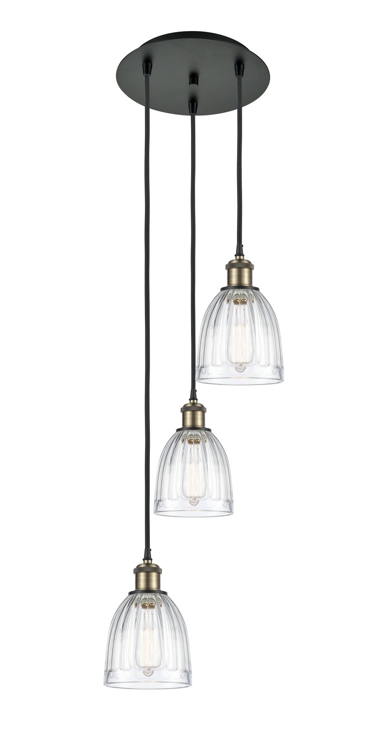 Three Light Pendant by Innovations - Ballston Collection, Black Antique Brass Finish - 113B-3P-BAB-G442