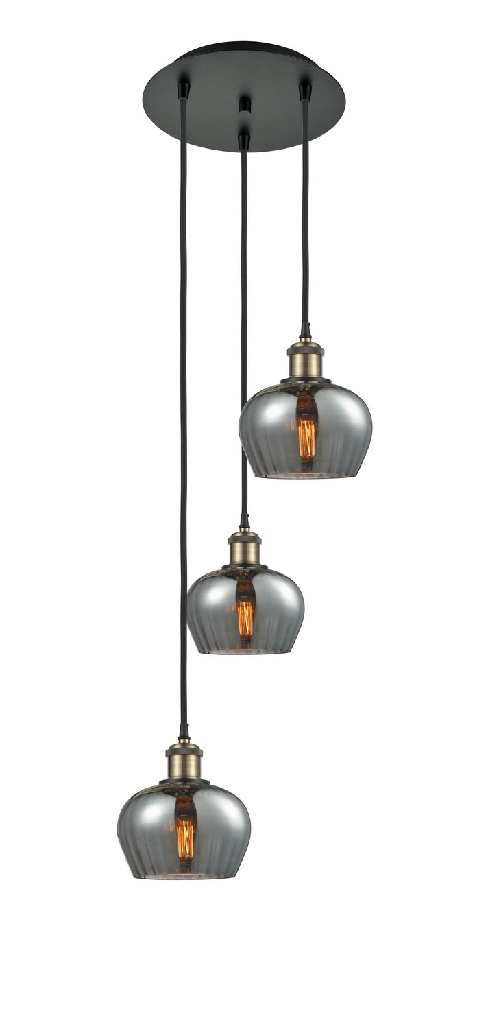 Three Light Pendant by Innovations - Ballston Collection, Black Antique Brass Finish - 113B-3P-BAB-G93