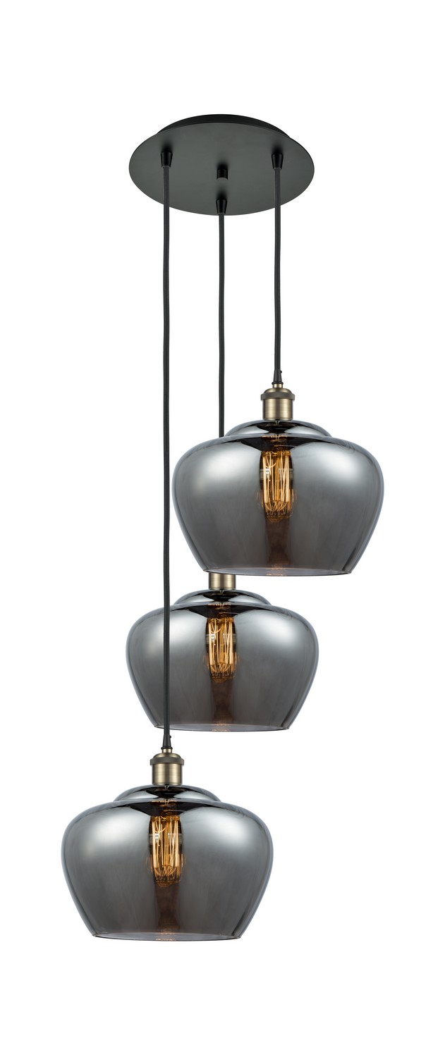Three Light Pendant by Innovations - Ballston Collection, Black Antique Brass Finish - 113B-3P-BAB-G93-L