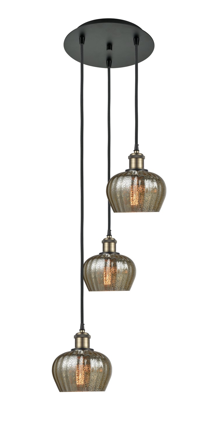 Three Light Pendant by Innovations - Ballston Collection, Black Antique Brass Finish - 113B-3P-BAB-G96