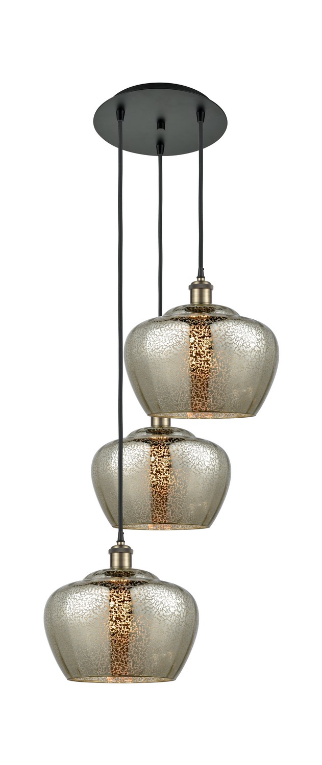 Three Light Pendant by Innovations - Ballston Collection, Black Antique Brass Finish - 113B-3P-BAB-G96-L