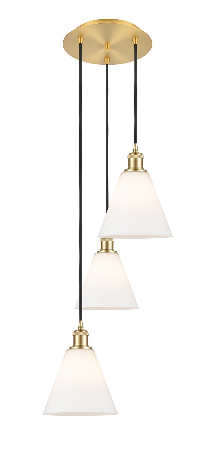 Three Light Pendant by Innovations - Ballston Collection, Black Antique Brass Finish - 113B-3P-BAB-GBC-81