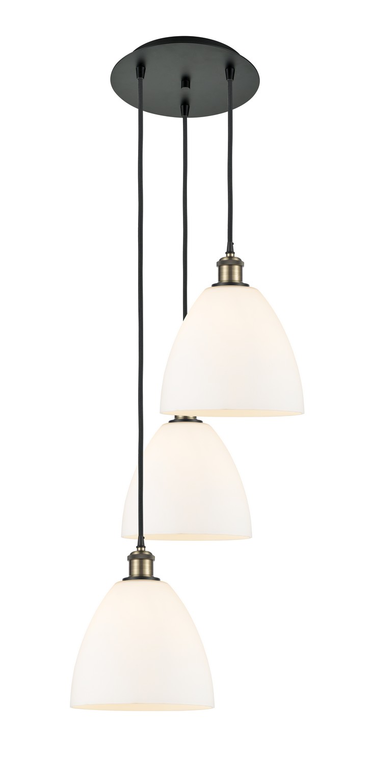 Three Light Pendant by Innovations - Ballston Collection, Black Antique Brass Finish - 113B-3P-BAB-GBD-91
