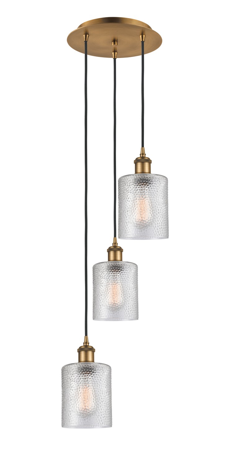 Three Light Pendant by Innovations - Ballston Collection, Brushed Brass Finish - 113B-3P-BB-G112