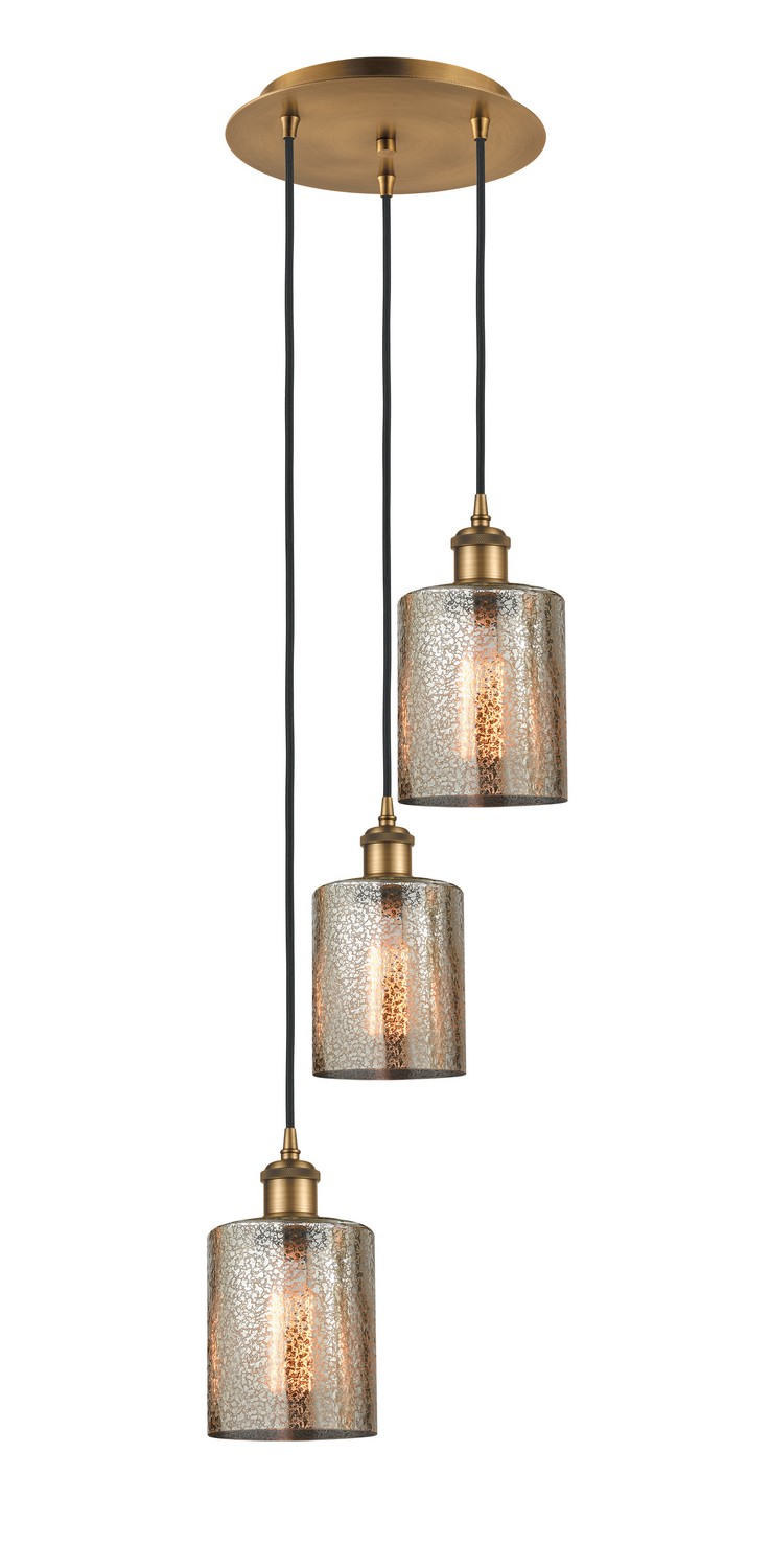 Three Light Pendant by Innovations - Ballston Collection, Brushed Brass Finish - 113B-3P-BB-G116