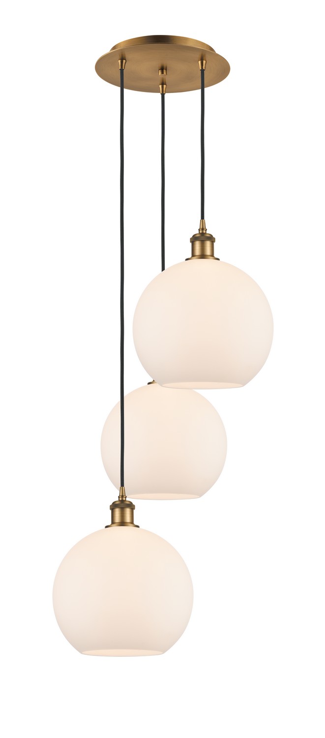 Three Light Pendant by Innovations - Ballston Collection, Brushed Brass Finish - 113B-3P-BB-G121-10