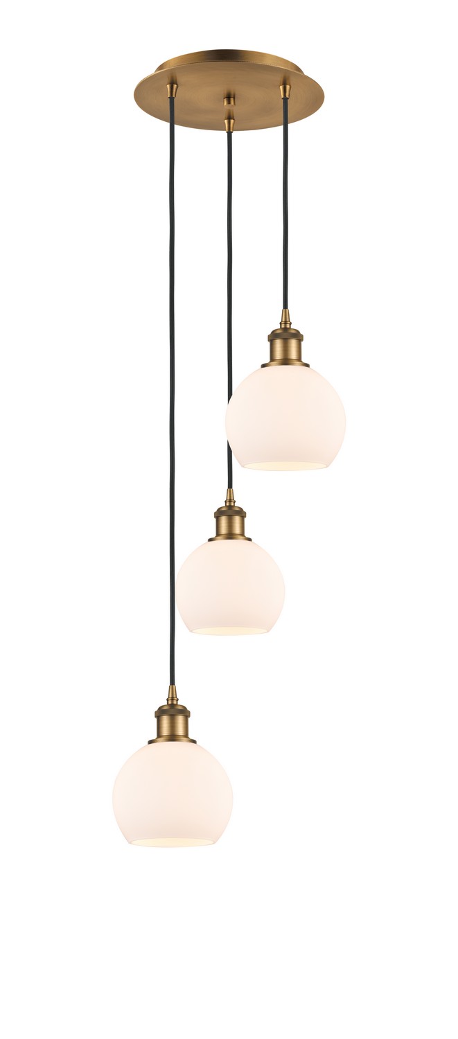 Three Light Pendant by Innovations - Ballston Collection, Brushed Brass Finish - 113B-3P-BB-G121-6