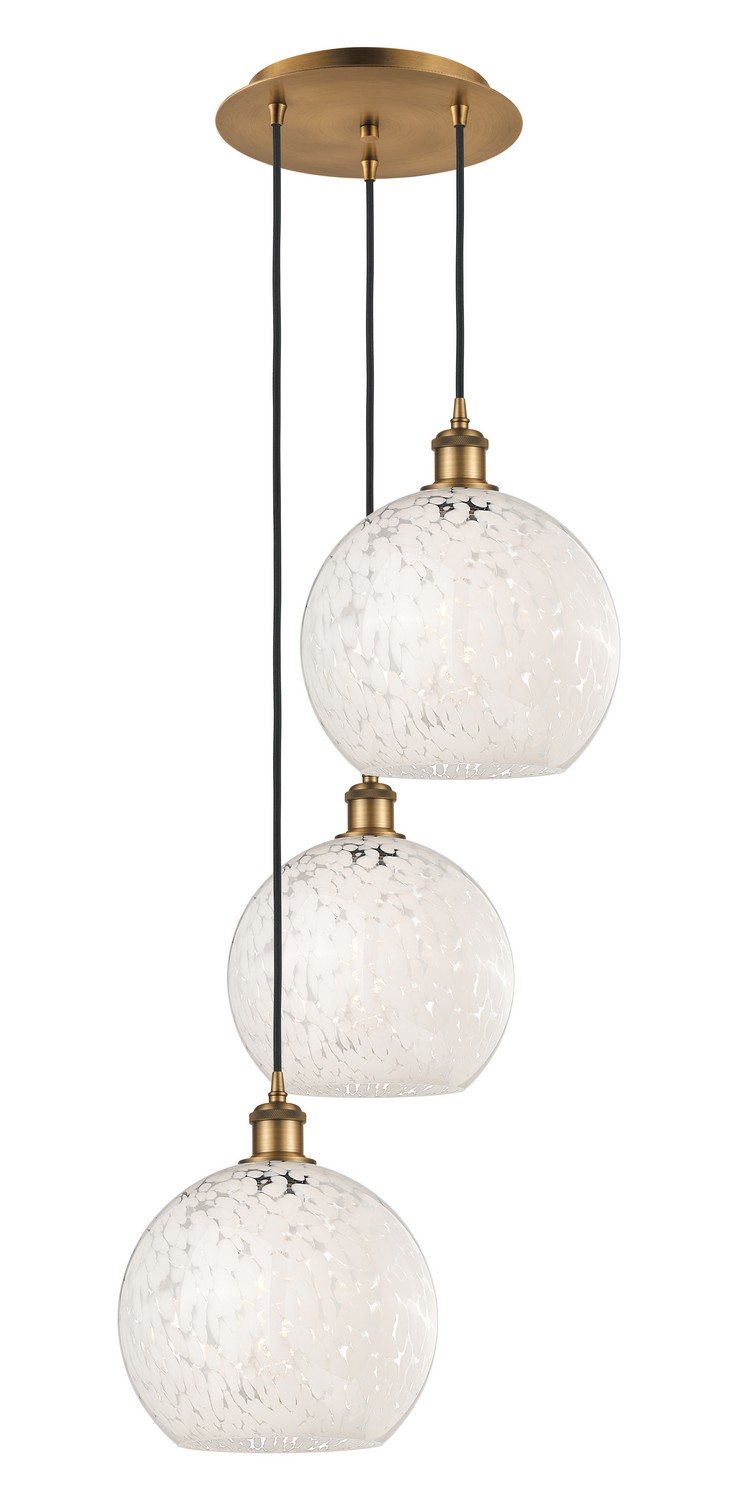 Three Light Pendant by Innovations - Ballston Collection, Brushed Brass Finish - 113B-3P-BB-G1216-10WM