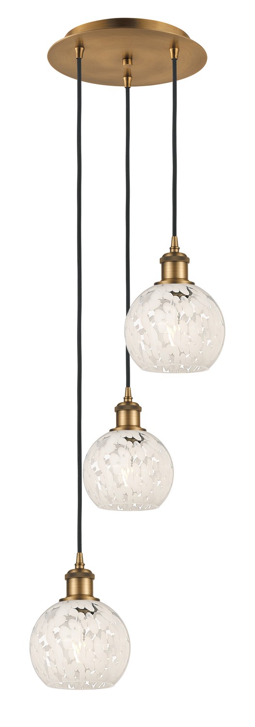 Three Light Pendant by Innovations - Ballston Collection, Brushed Brass Finish - 113B-3P-BB-G1216-6WM