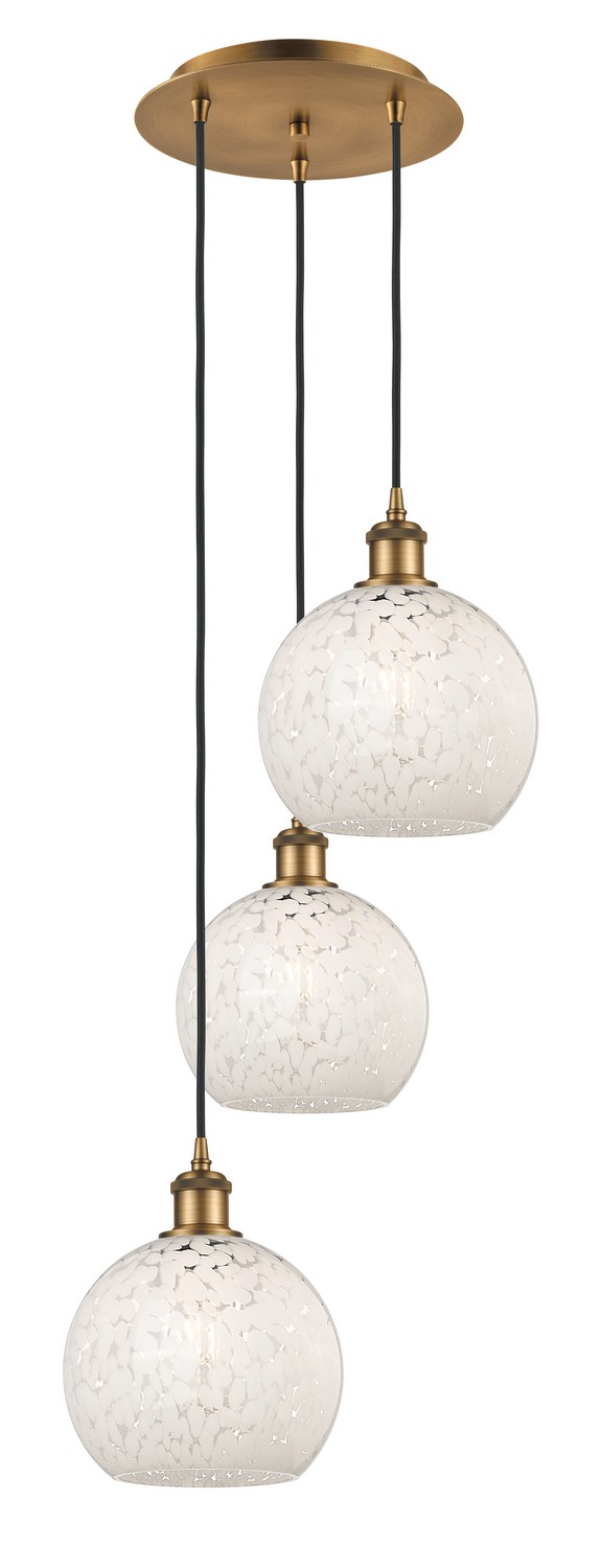 Three Light Pendant by Innovations - Ballston Collection, Brushed Brass Finish - 113B-3P-BB-G1216-8WM