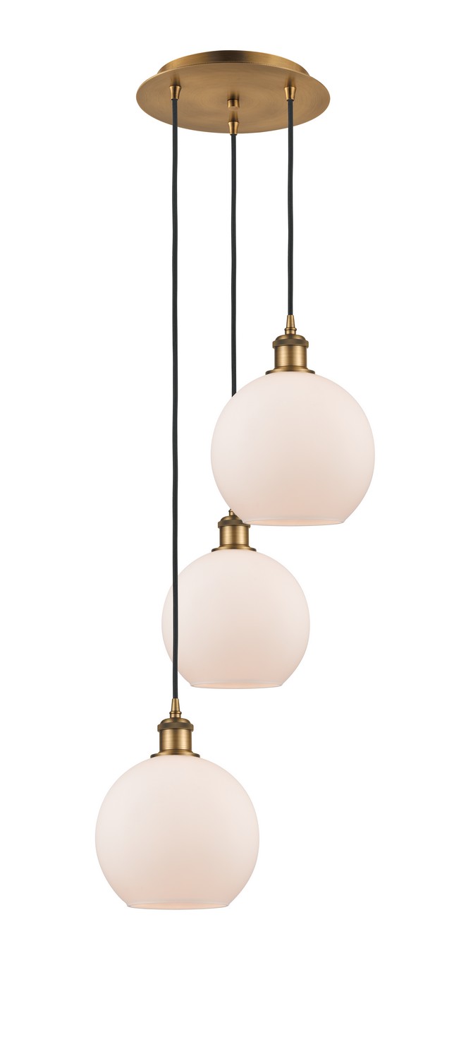 Three Light Pendant by Innovations - Ballston Collection, Brushed Brass Finish - 113B-3P-BB-G121-8