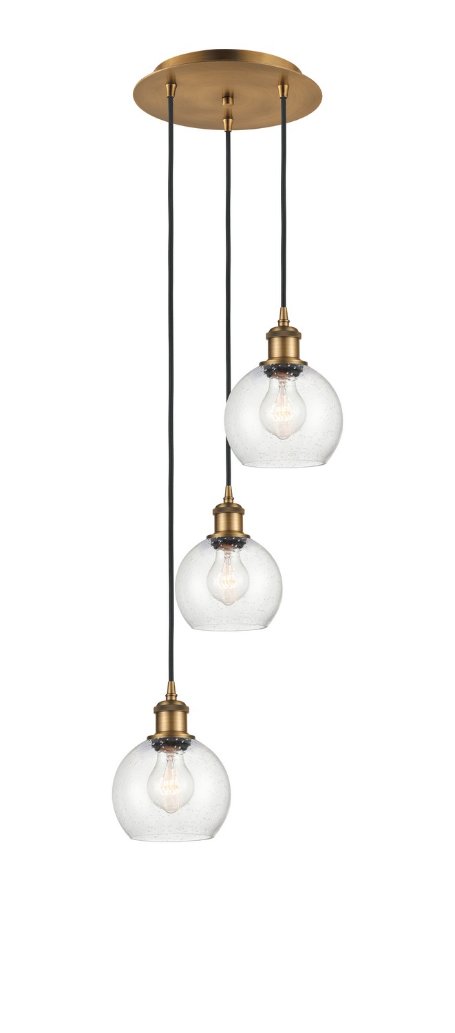 Three Light Pendant by Innovations - Ballston Collection, Brushed Brass Finish - 113B-3P-BB-G124-6