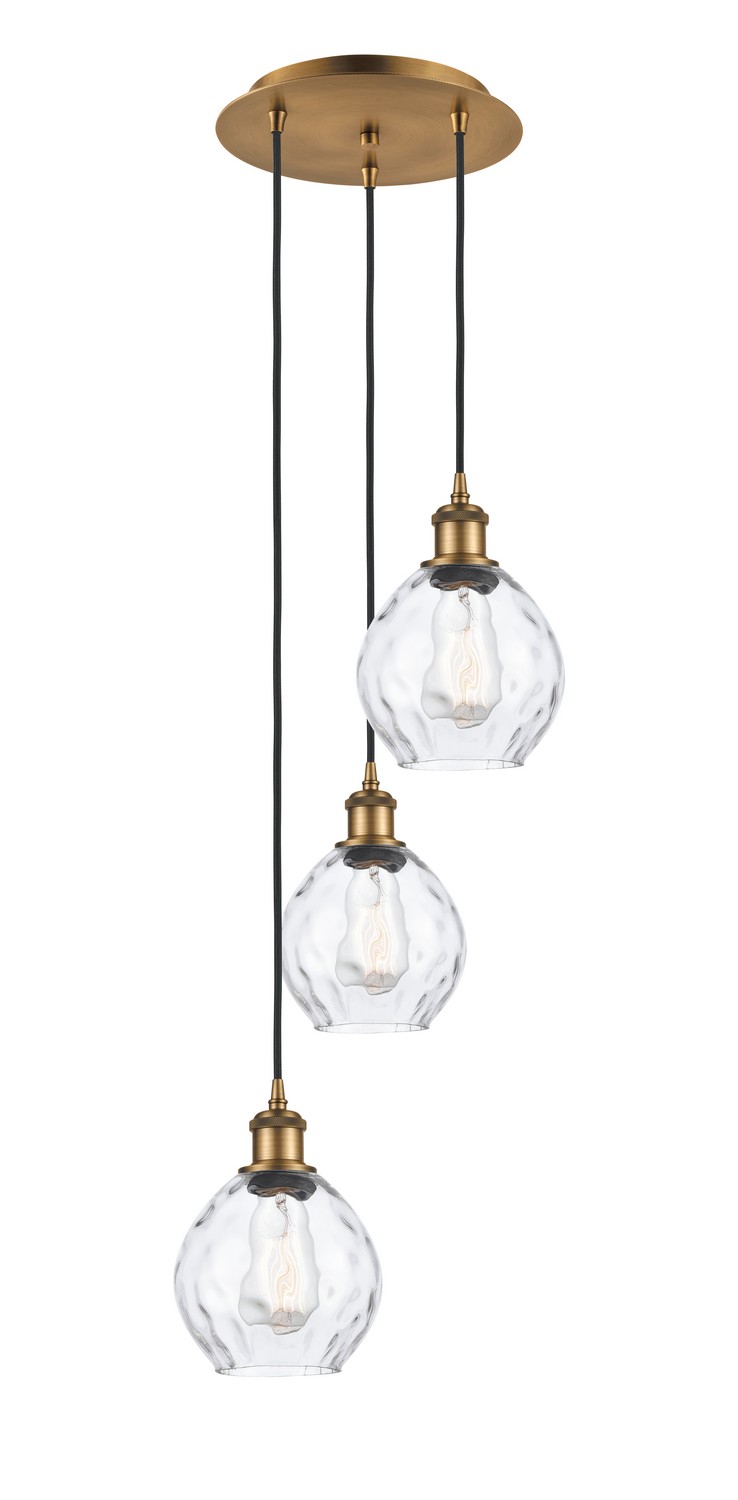 Three Light Pendant by Innovations - Ballston Collection, Brushed Brass Finish - 113B-3P-BB-G362