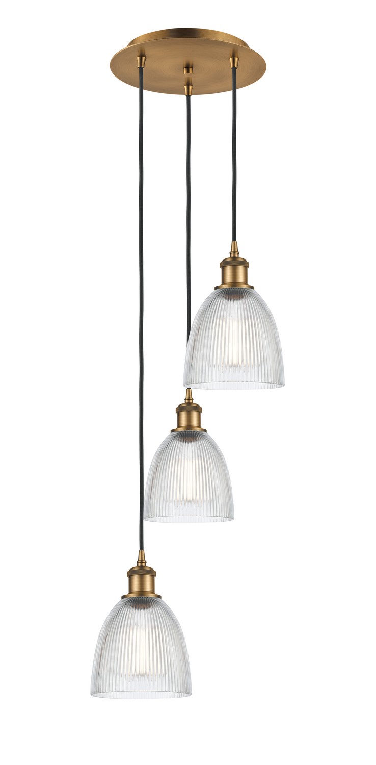 Three Light Pendant by Innovations - Ballston Collection, Brushed Brass Finish - 113B-3P-BB-G382