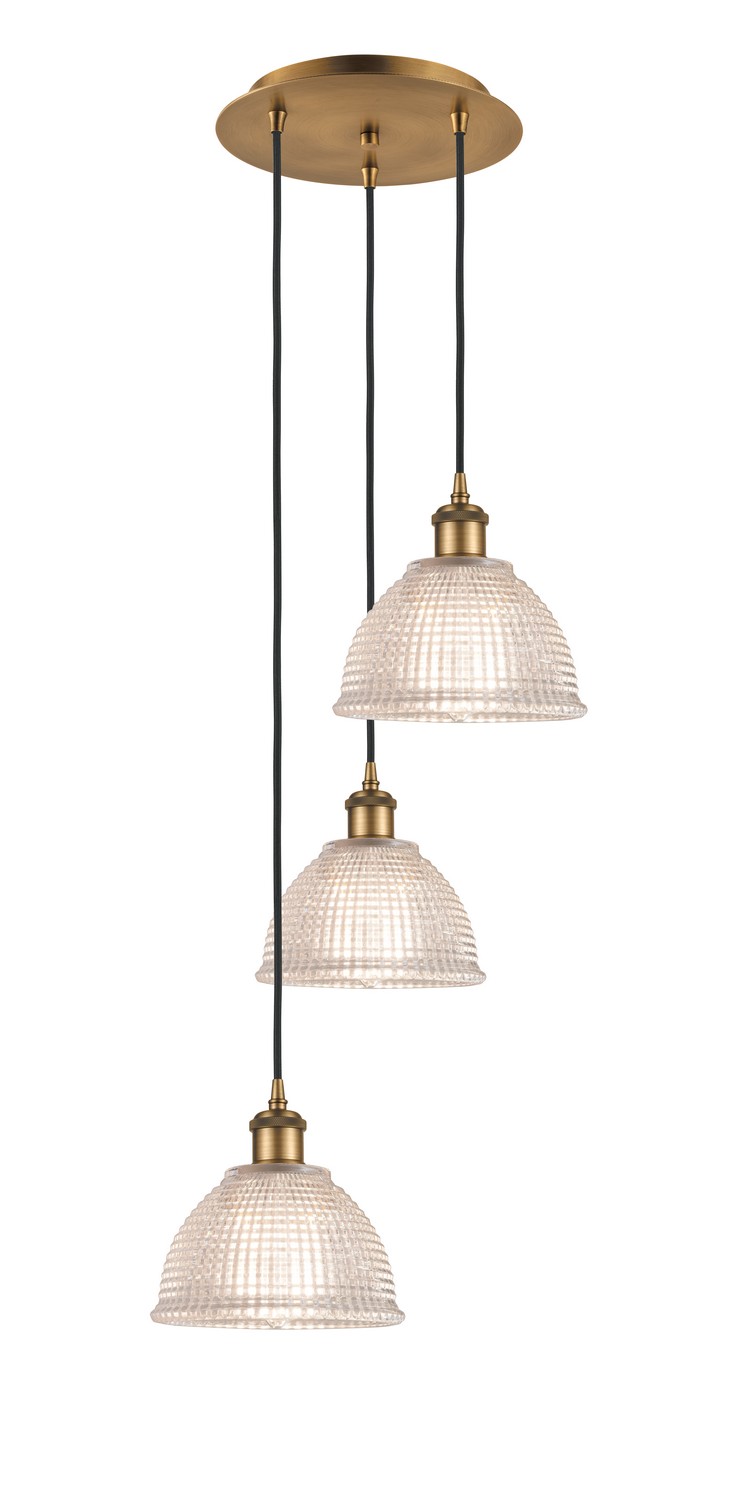 Three Light Pendant by Innovations - Ballston Collection, Brushed Brass Finish - 113B-3P-BB-G422