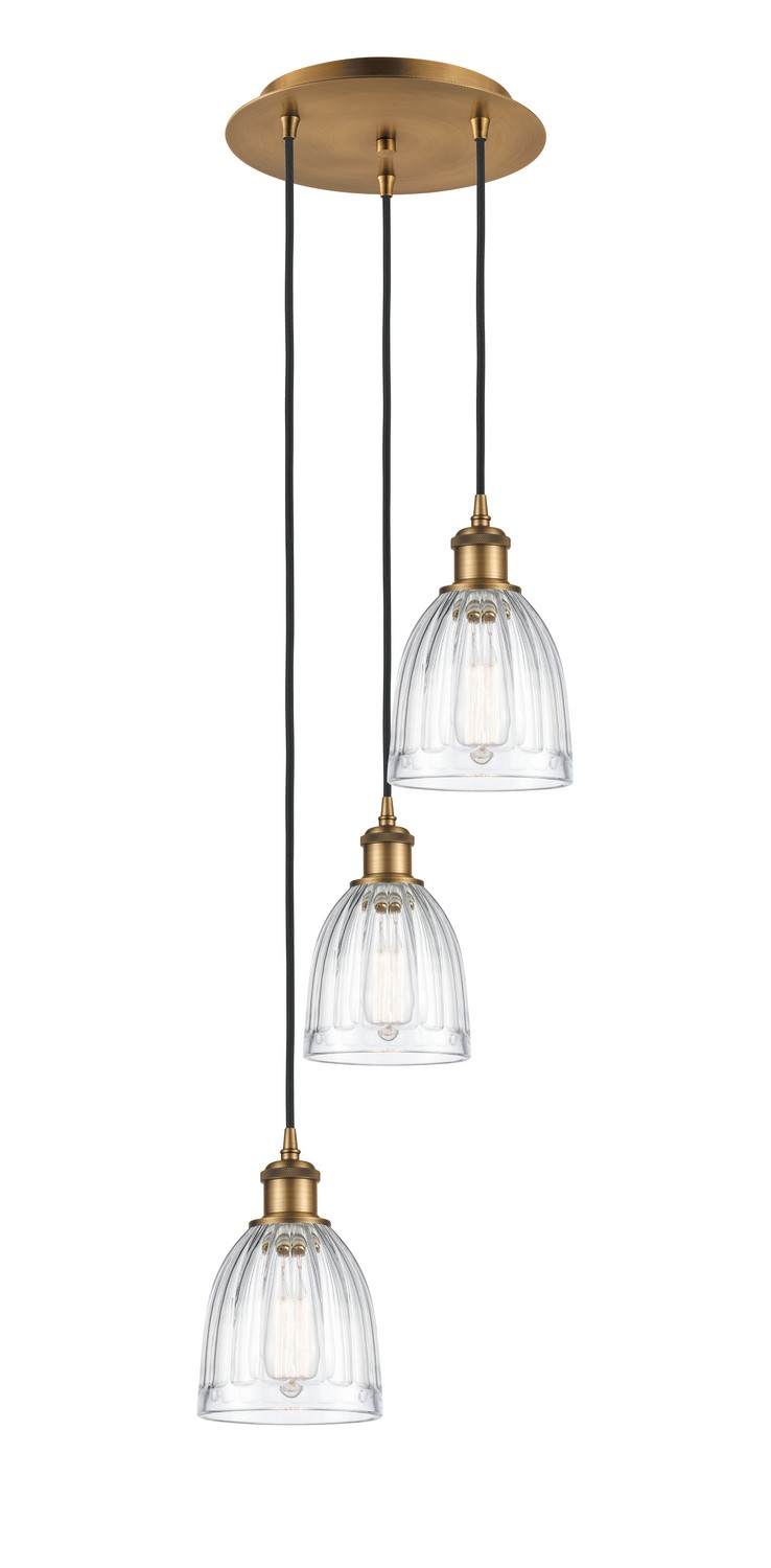 Three Light Pendant by Innovations - Ballston Collection, Brushed Brass Finish - 113B-3P-BB-G442