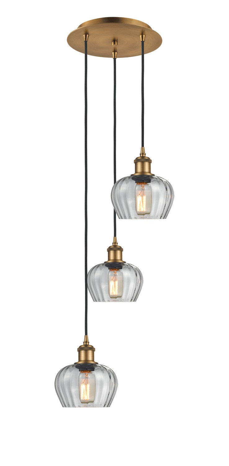 Three Light Pendant by Innovations - Ballston Collection, Brushed Brass Finish - 113B-3P-BB-G92