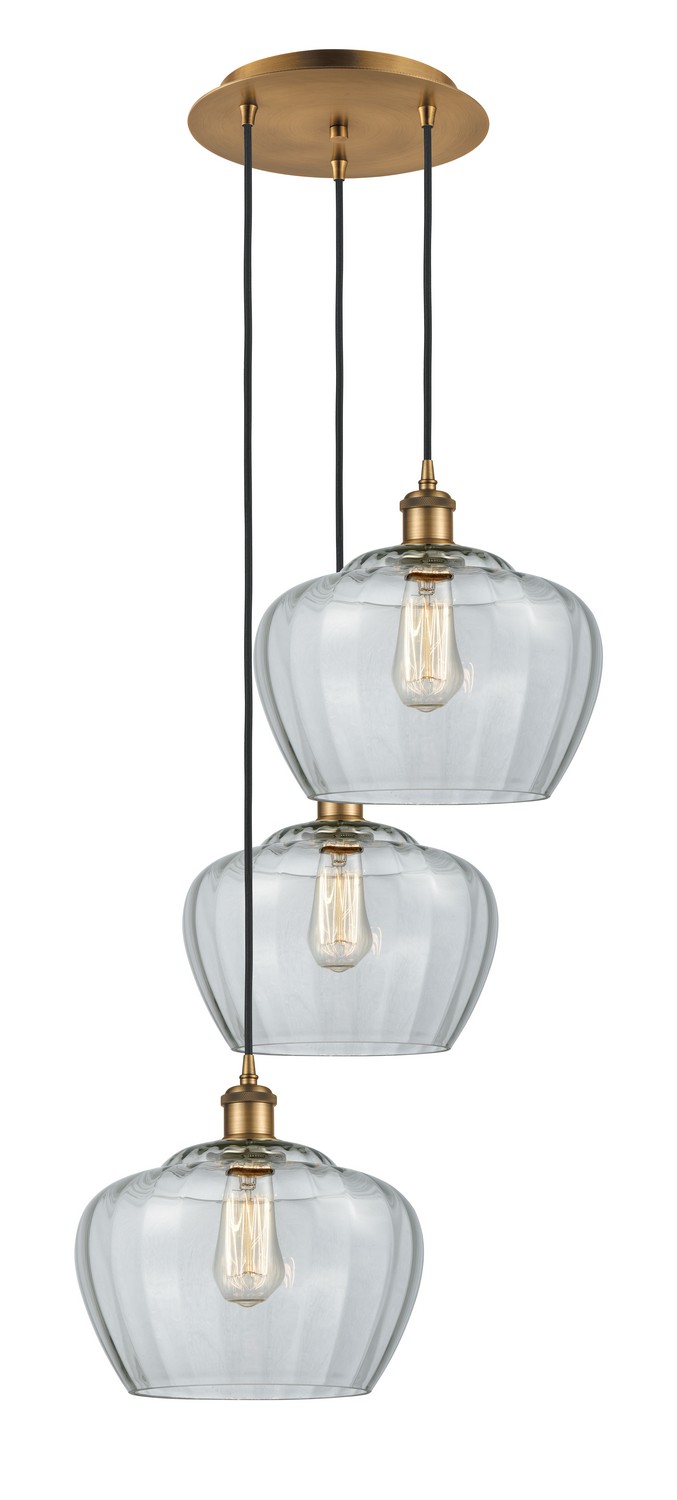 Three Light Pendant by Innovations - Ballston Collection, Brushed Brass Finish - 113B-3P-BB-G92-L