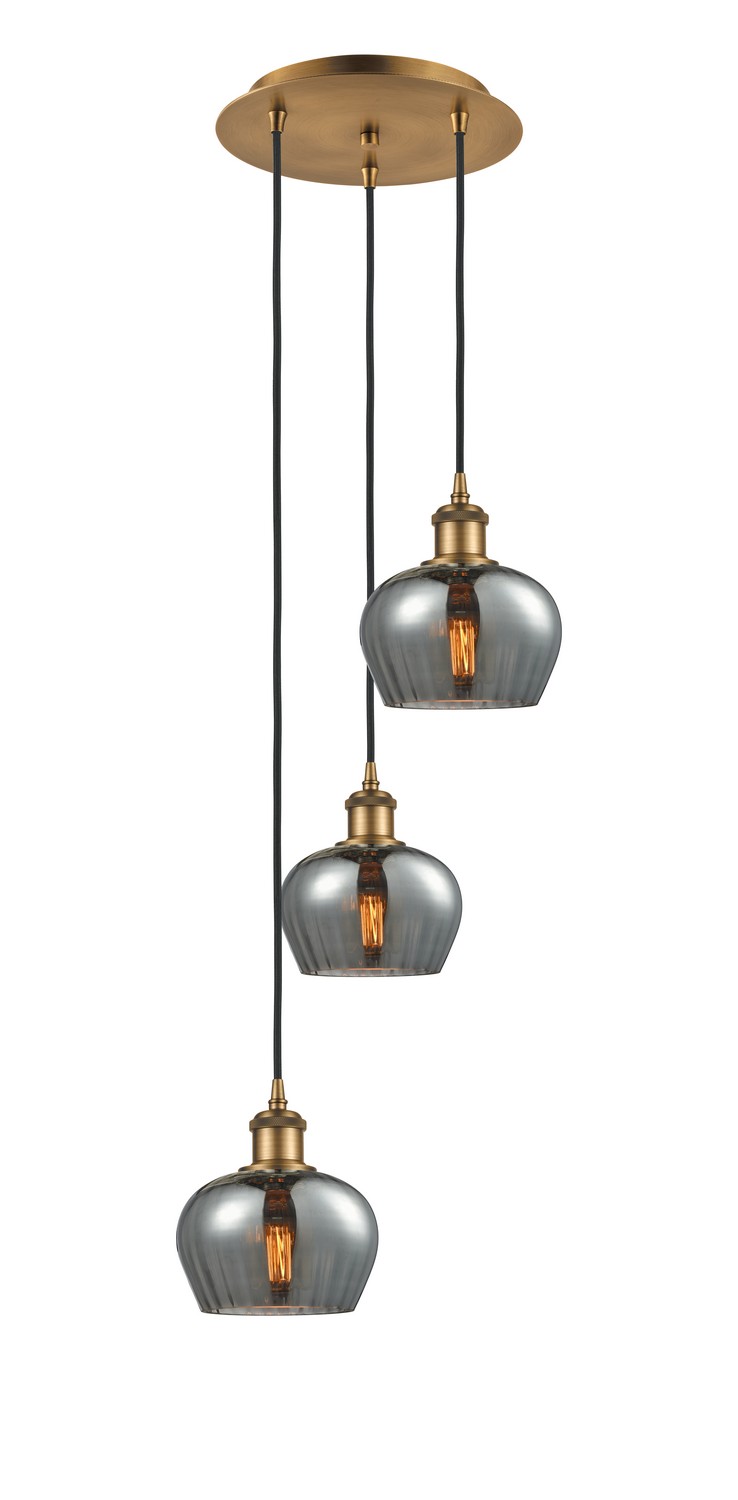 Three Light Pendant by Innovations - Ballston Collection, Brushed Brass Finish - 113B-3P-BB-G93