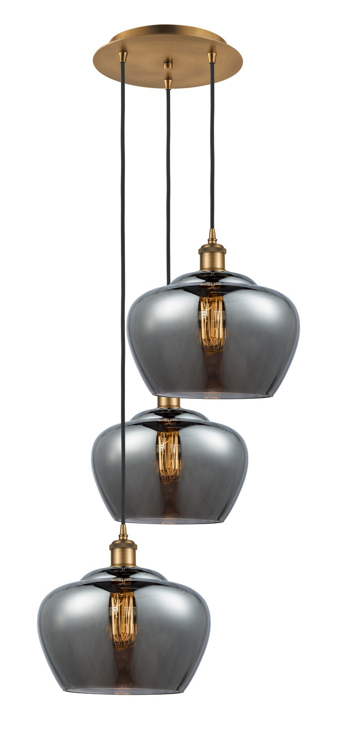 Three Light Pendant by Innovations - Ballston Collection, Brushed Brass Finish - 113B-3P-BB-G93-L