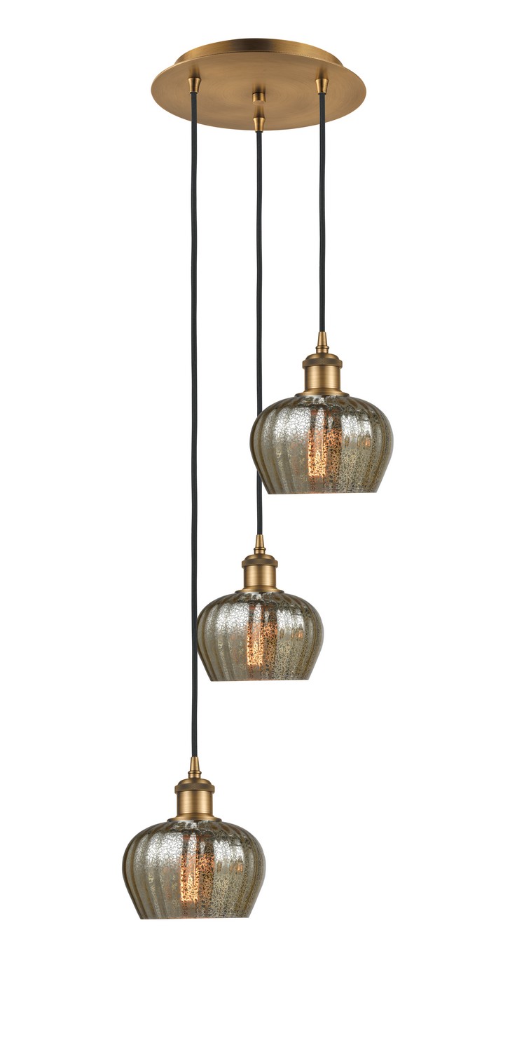 Three Light Pendant by Innovations - Ballston Collection, Brushed Brass Finish - 113B-3P-BB-G96
