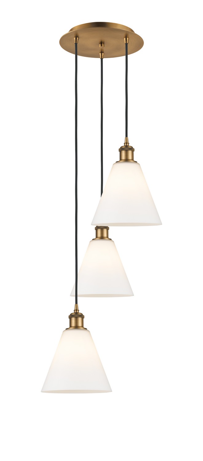 Three Light Pendant by Innovations - Ballston Collection, Brushed Brass Finish - 113B-3P-BB-GBC-81