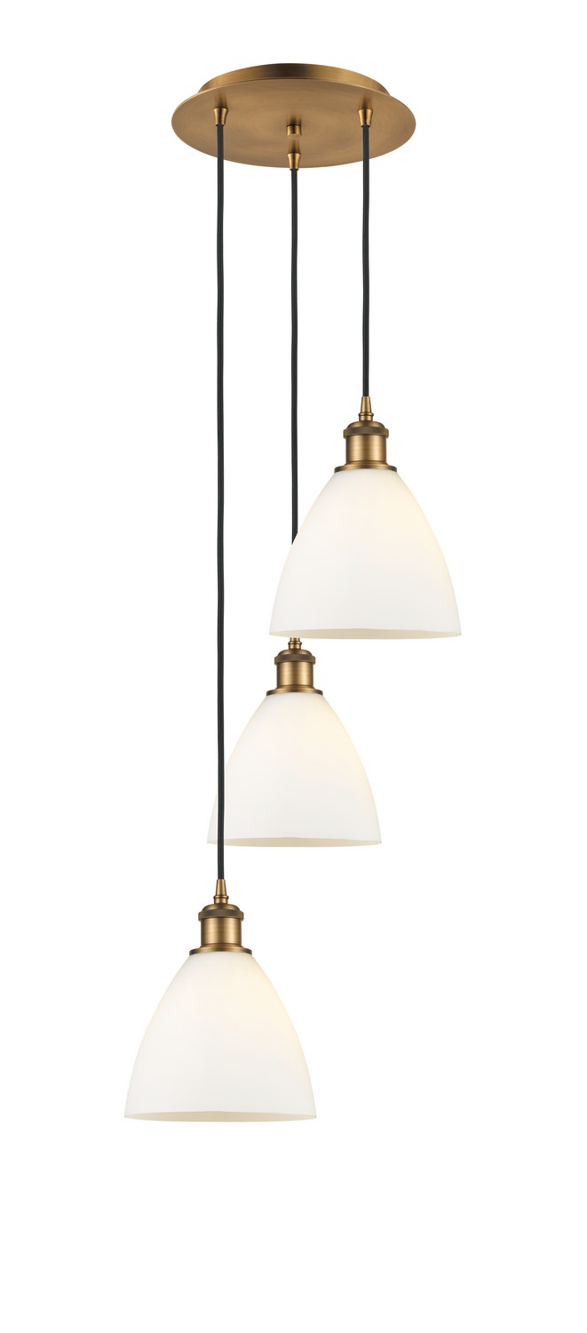 Three Light Pendant by Innovations - Ballston Collection, Brushed Brass Finish - 113B-3P-BB-GBD-751