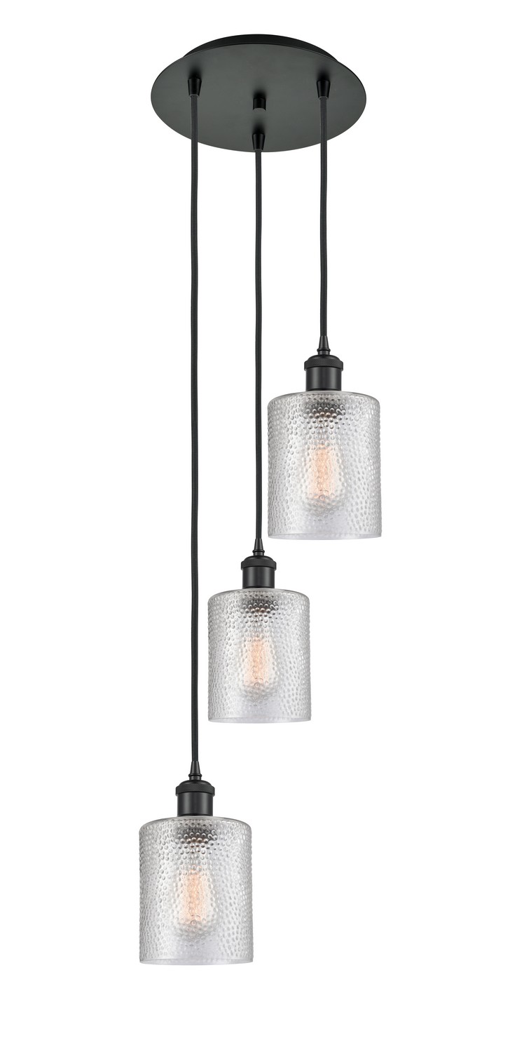 Three Light Pendant by Innovations - Ballston Collection, Matte Black Finish - 113B-3P-BK-G112