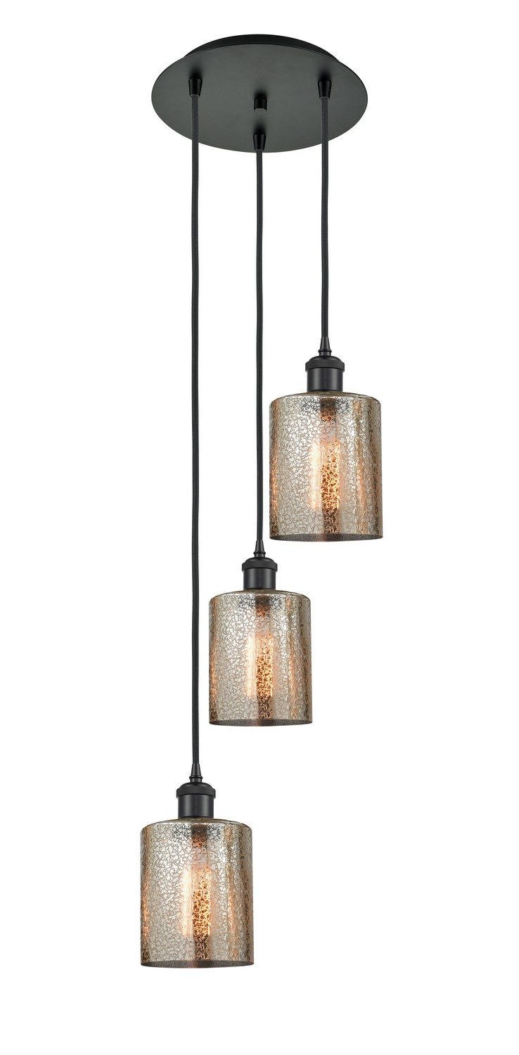 Three Light Pendant by Innovations - Ballston Collection, Matte Black Finish - 113B-3P-BK-G116