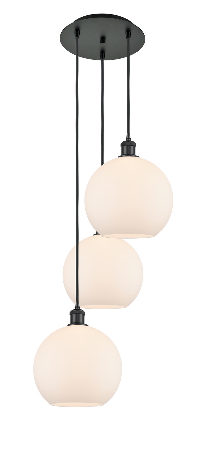 Three Light Pendant by Innovations - Ballston Collection, Matte Black Finish - 113B-3P-BK-G121-10
