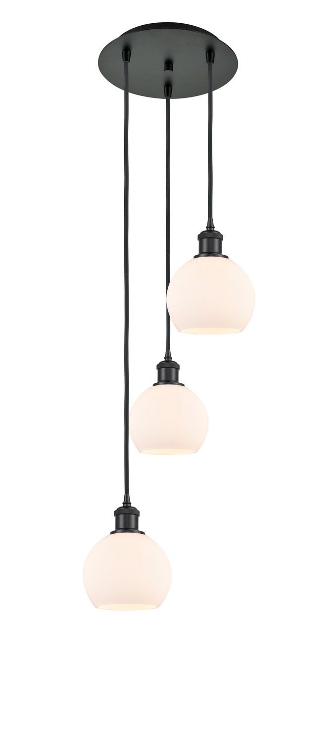 Three Light Pendant by Innovations - Ballston Collection, Matte Black Finish - 113B-3P-BK-G121-6
