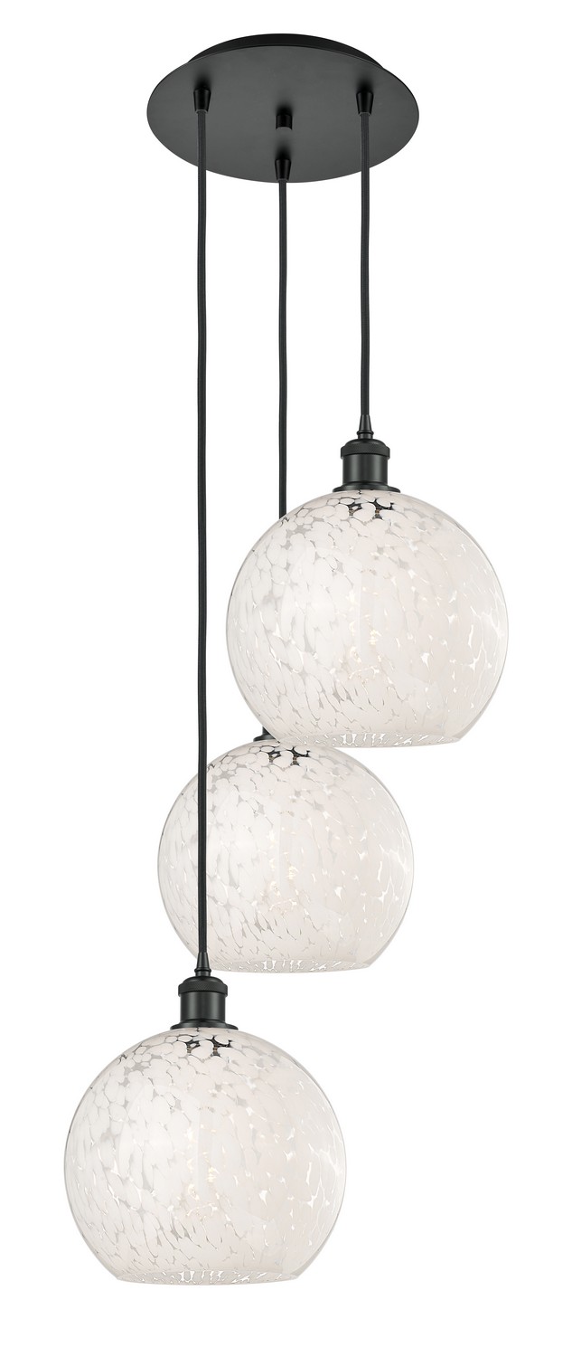 Three Light Pendant by Innovations - Ballston Collection, Matte Black Finish - 113B-3P-BK-G1216-10WM