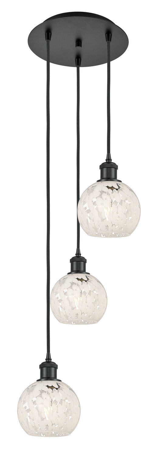 Three Light Pendant by Innovations - Ballston Collection, Matte Black Finish - 113B-3P-BK-G1216-6WM