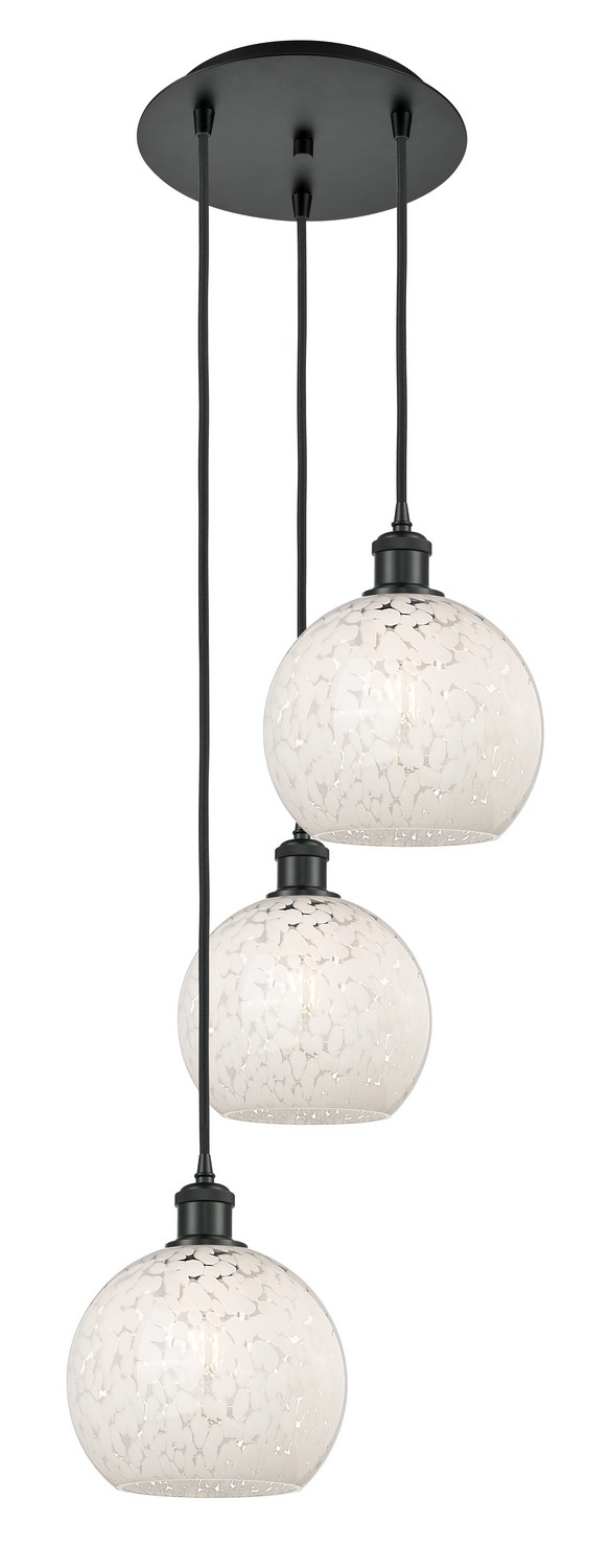Three Light Pendant by Innovations - Ballston Collection, Matte Black Finish - 113B-3P-BK-G1216-8WM