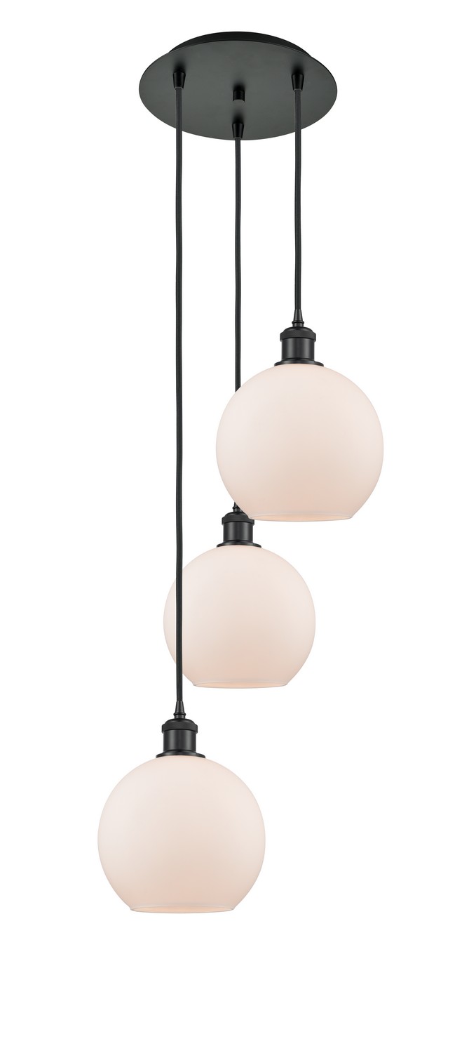 Three Light Pendant by Innovations - Ballston Collection, Matte Black Finish - 113B-3P-BK-G121-8