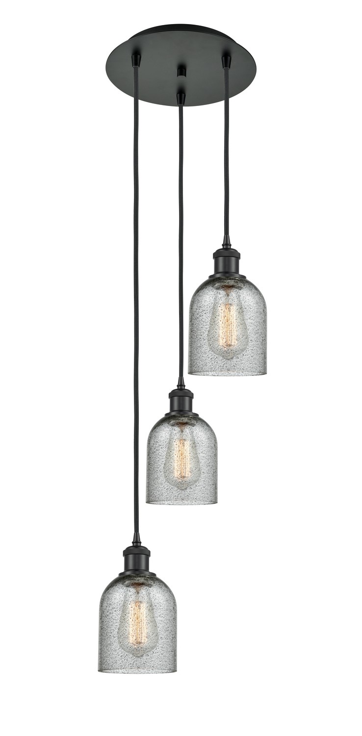 Three Light Pendant by Innovations - Ballston Collection, Matte Black Finish - 113B-3P-BK-G257