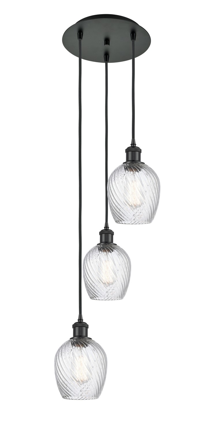 Three Light Pendant by Innovations - Ballston Collection, Matte Black Finish - 113B-3P-BK-G292