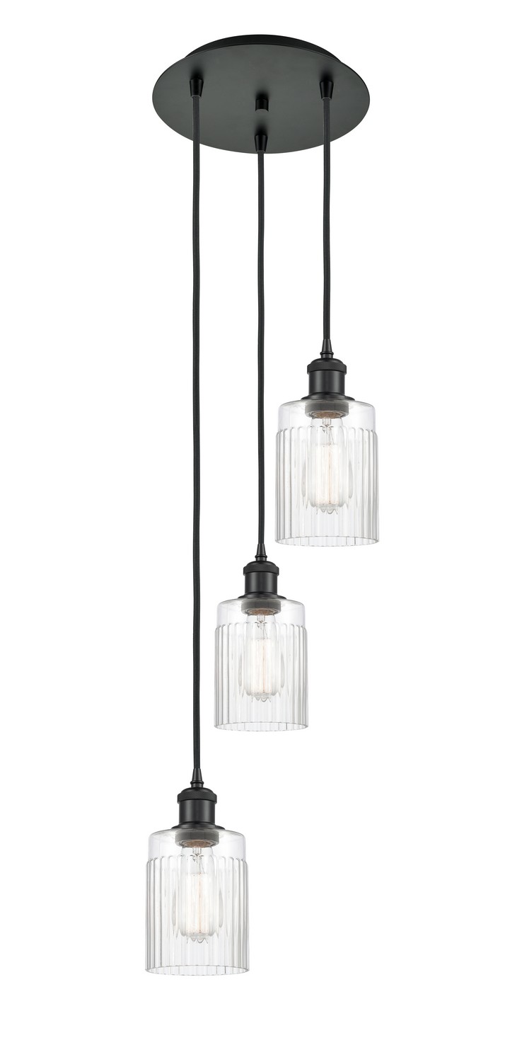 Three Light Pendant by Innovations - Ballston Collection, Matte Black Finish - 113B-3P-BK-G342