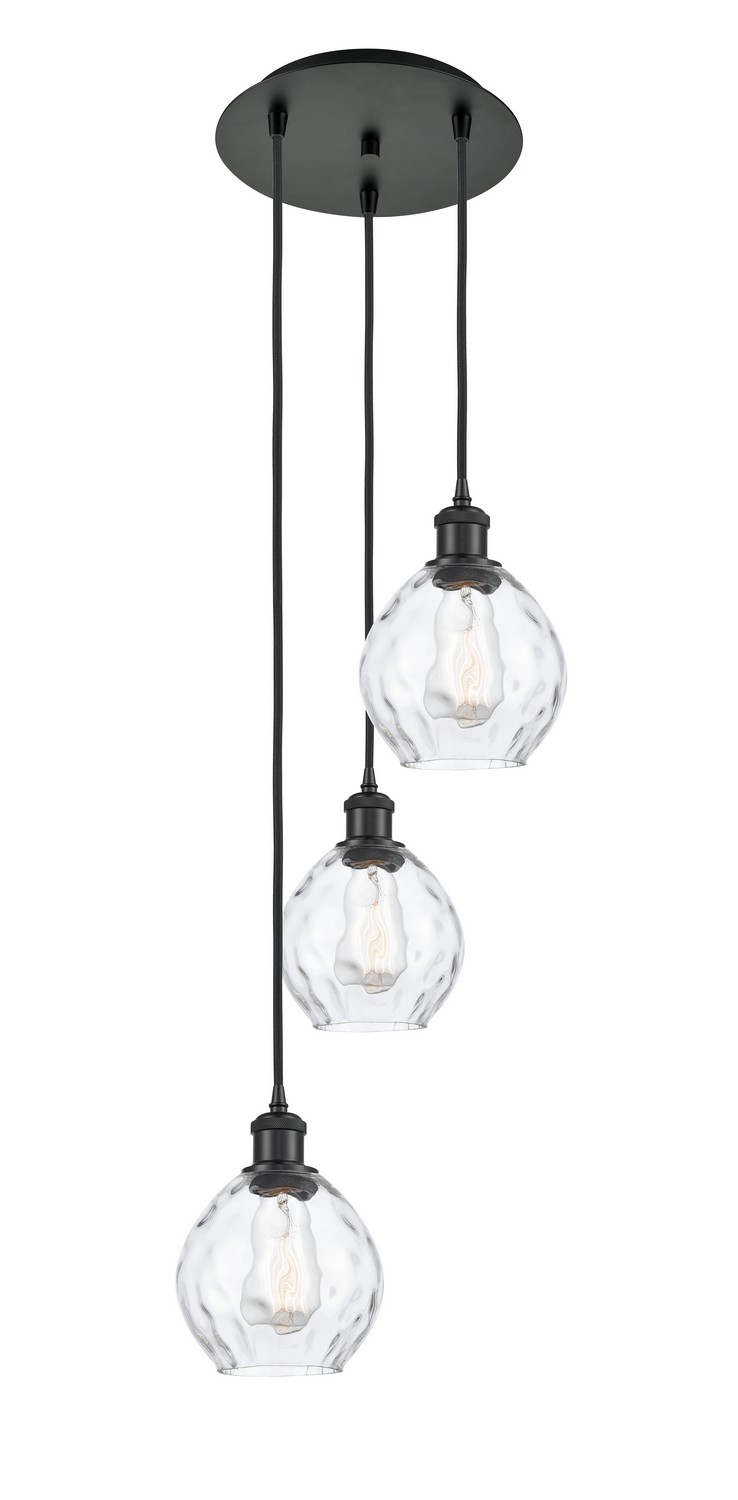 Three Light Pendant by Innovations - Ballston Collection, Matte Black Finish - 113B-3P-BK-G362