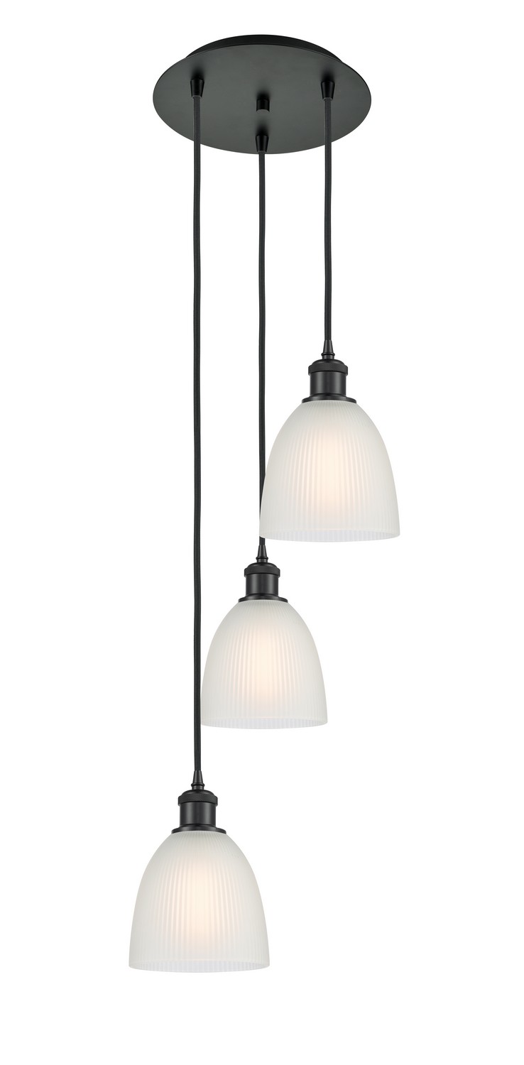 Three Light Pendant by Innovations - Ballston Collection, Matte Black Finish - 113B-3P-BK-G381
