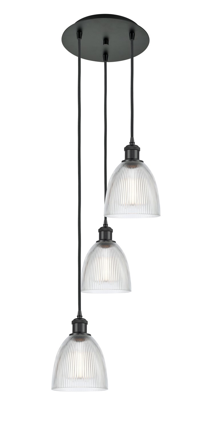 Three Light Pendant by Innovations - Ballston Collection, Matte Black Finish - 113B-3P-BK-G382