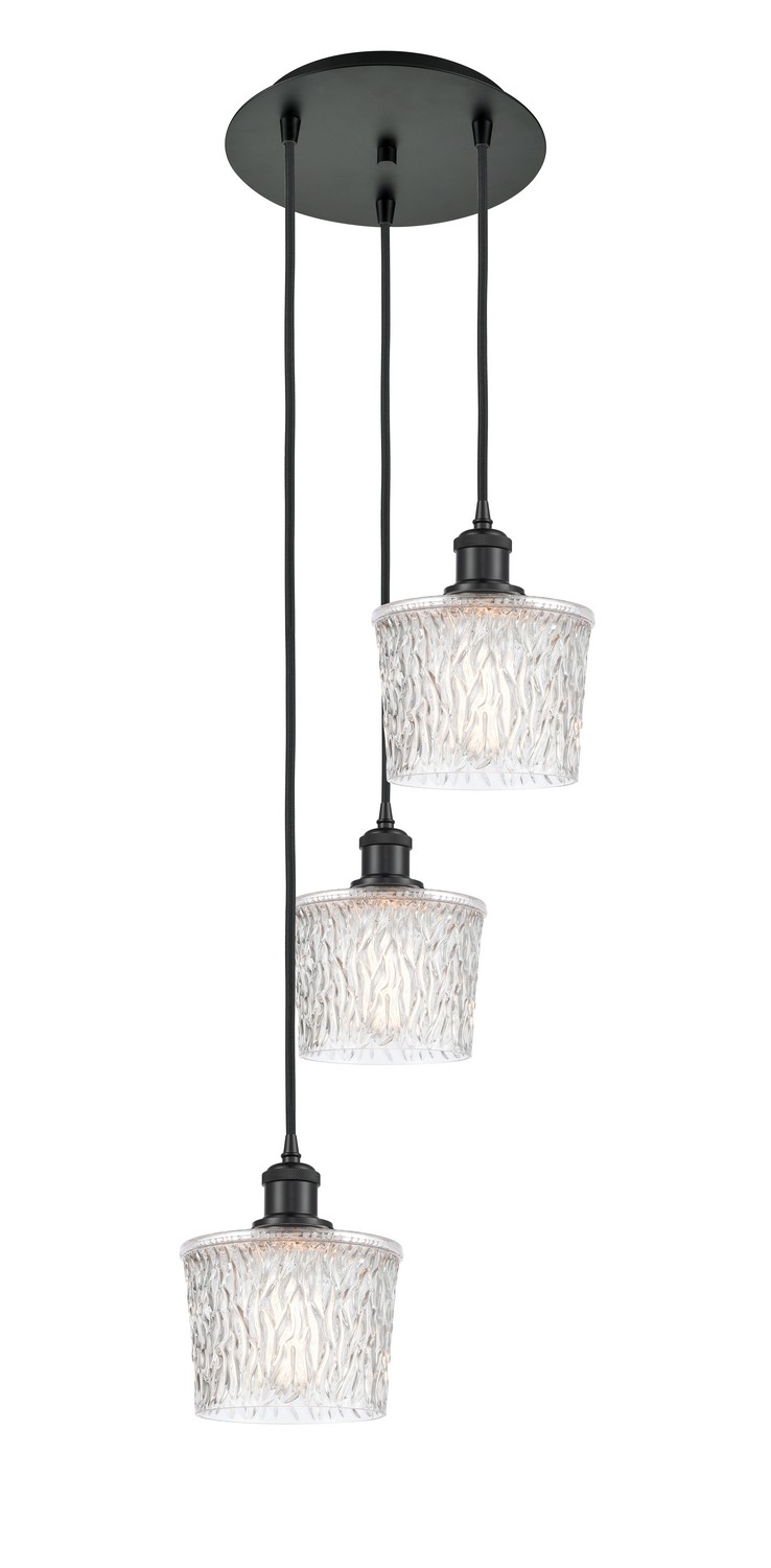 Three Light Pendant by Innovations - Ballston Collection, Matte Black Finish - 113B-3P-BK-G402