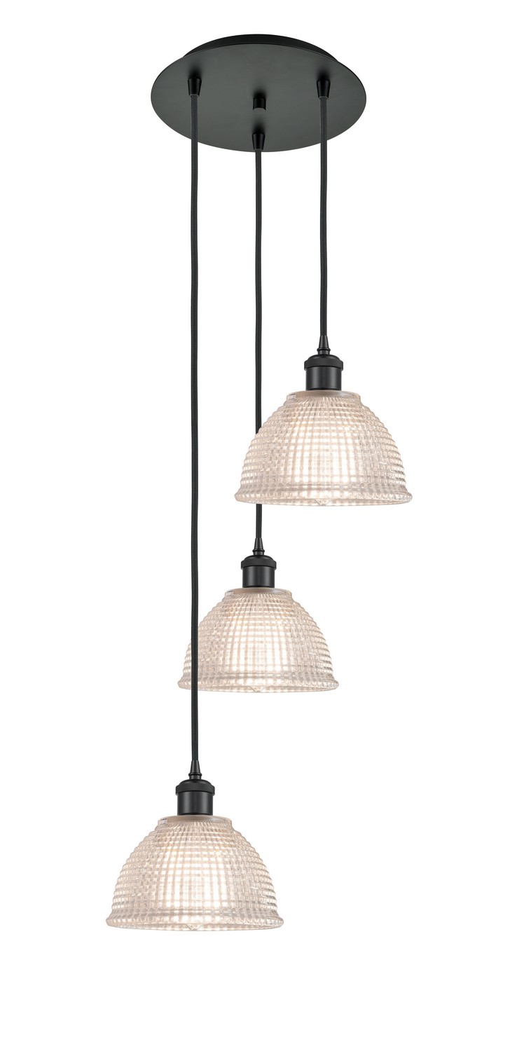 Three Light Pendant by Innovations - Ballston Collection, Matte Black Finish - 113B-3P-BK-G422
