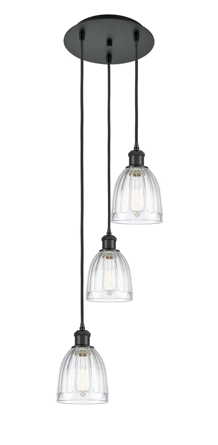 Three Light Pendant by Innovations - Ballston Collection, Matte Black Finish - 113B-3P-BK-G442